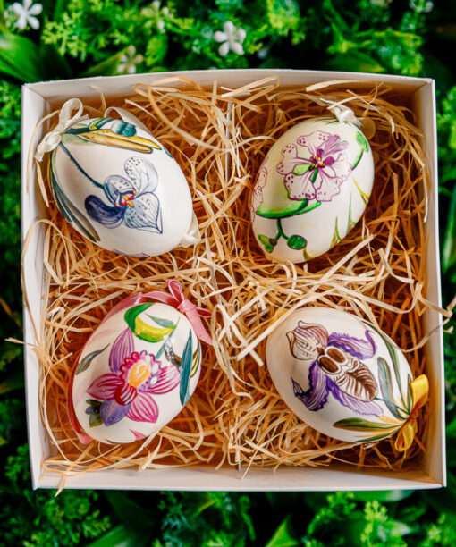 Set - Easter Eggs with pink orchids 1k0a7008
