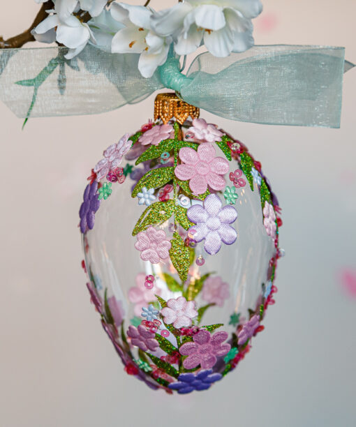 Glass Easter egg - purple floral garlands 1k0a7552