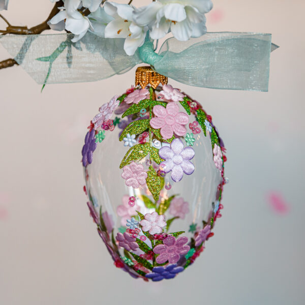 Glass Easter egg - purple floral garlands 1k0a7552