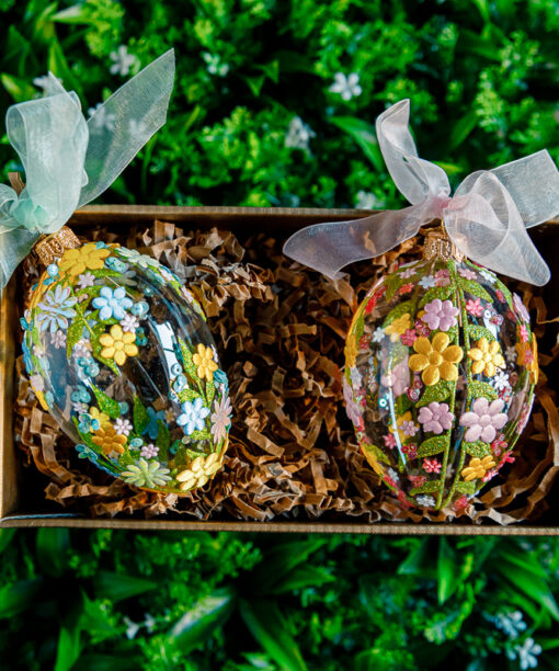 Set of glass Eastereggs - Blue & Yellow  1k0a7596