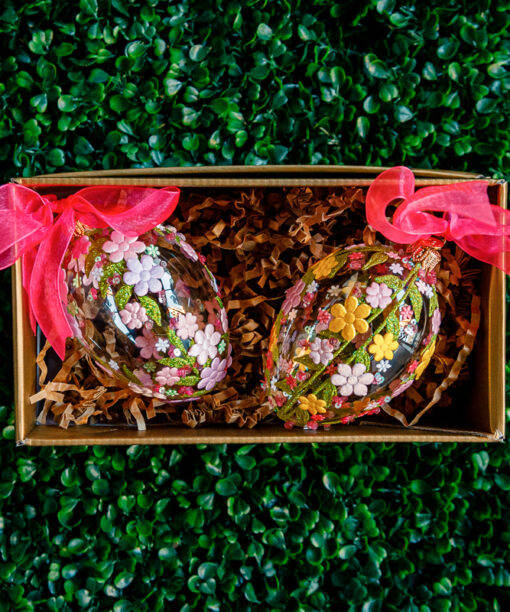 Set of glass Eastereggs - Pink & Yellow  1k0a7634