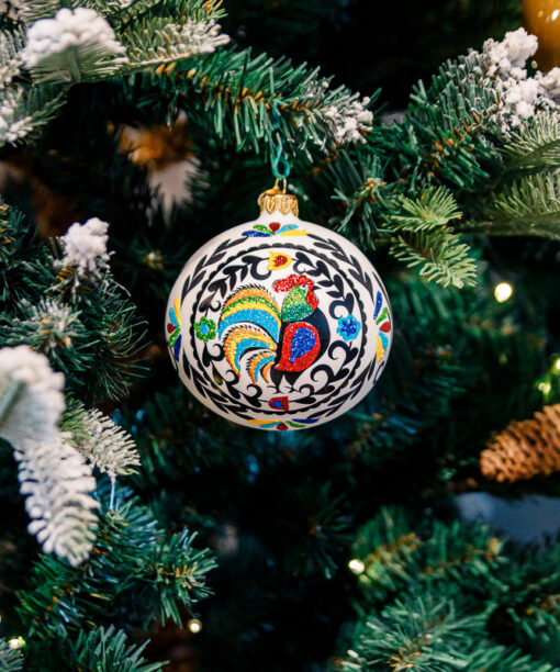Bauble with Sparkling Rooster Motif with golden tail  1k0a8935