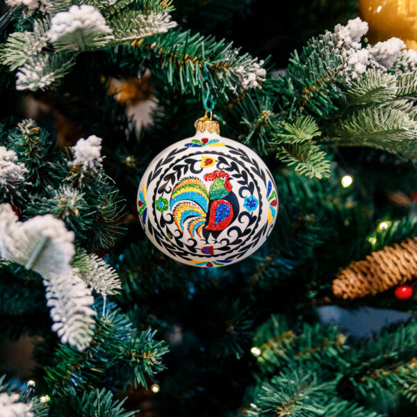 Bauble with Sparkling Rooster Motif with golden tail 1k0a8935