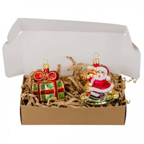 Double Set - Santa on Rocking Horse & Red Present Img 2323