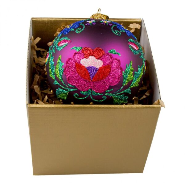 Silesia embroidery on purple packed in gold box Img 2512