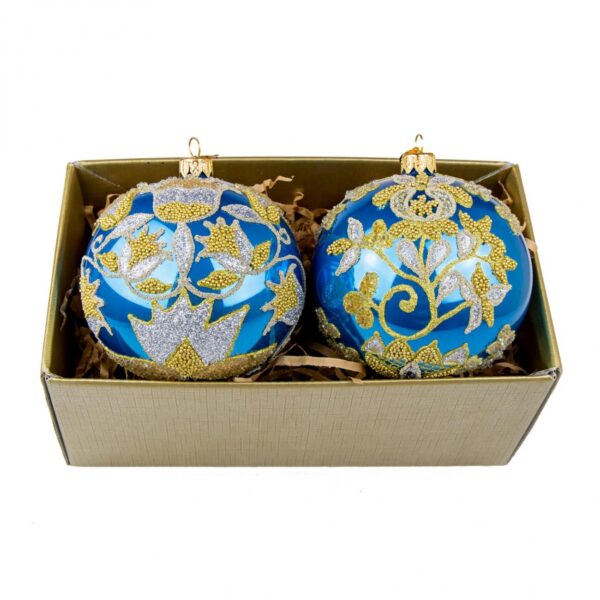 Set - Queen Marysienka & King Sobieski embroidery turquoise packed in gold box Img 2531
