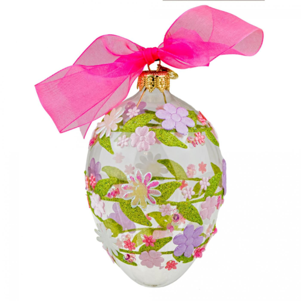 Glass Easter egg - pink floral garlands Beznazwy 39