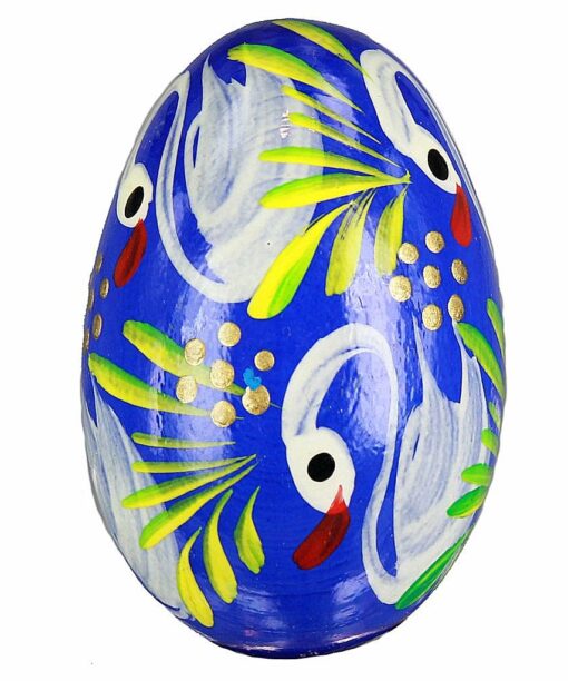 Pisanka drewniana - niebieska z łabędziami  Pisanki z labadkami 6 zl