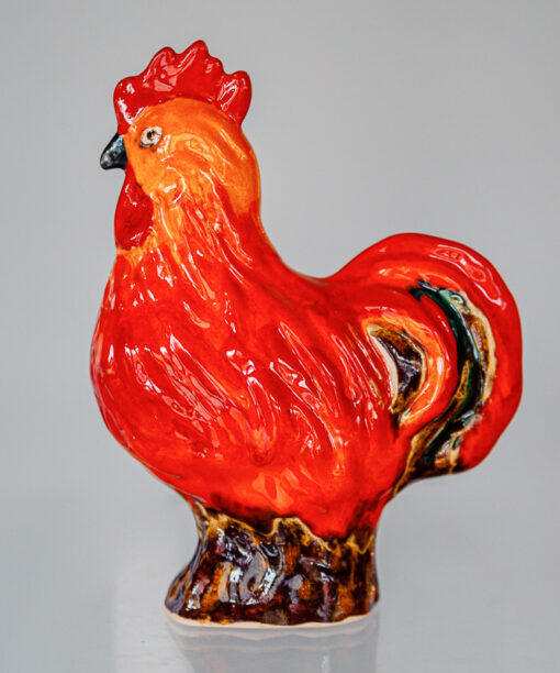 Ceramiczny, pomarańczowy kogut stojący  1k0a6671