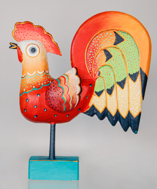 Jerzy Zbrożek - an orange wooden rooster 1k0a8075