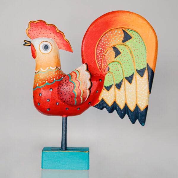 Jerzy Zbrożek - an orange wooden rooster 1k0a8075