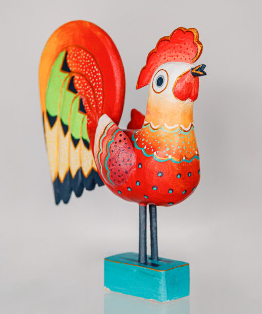 Jerzy Zbrożek - an orange wooden rooster 1k0a8076