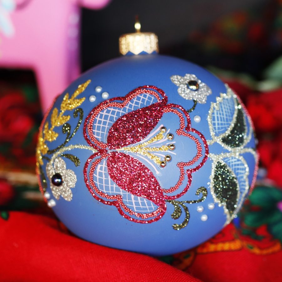 Krakowski haft  - różowy kwiat na liliowym tle  Mg 4461 scaled