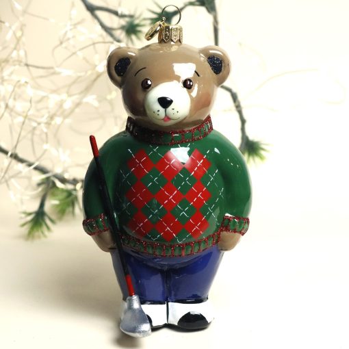 Animals - Golfer Teddy in a plaid sweater Mg 6118 scaled