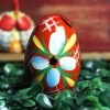 Wooden Easter egg - Blue flowers on orange Mg 6347 scaled