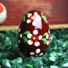 Wooden Easter egg - White flowers on claret Mg 6360 scaled