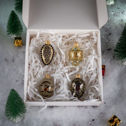 Mini eggs - Set - Gold - black ornaments - Image 2