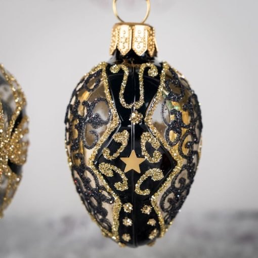 Mini eggs - Set - Gold - black ornaments - Image 4