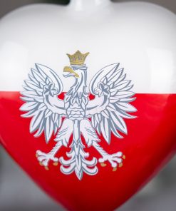 Patriotyczne - czerwono - białe serce z Godłem Polskim  S12 bombkarnia 083