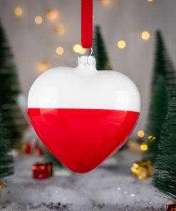 Patriotyczne - czerwono - białe serce z Godłem Polskim  S12 bombkarnia 085