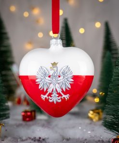 Patriotyczne - czerwono - białe serce z Godłem Polskim  S12 bombkarnia 086