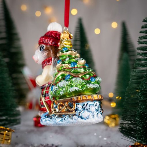 Animals - Bunny with a sleigh and a Christmas tree (red hat) - Image 2