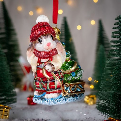 Animals - Bunny with a sleigh and a Christmas tree (red hat) - Image 4