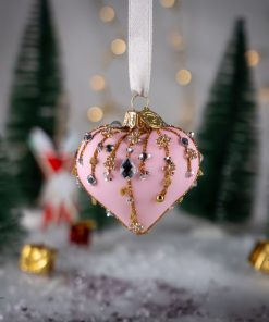 Serca - Różowe Serce w Złotym Blasku  Bombkarnia1125 186