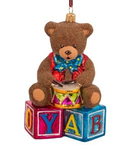 Misie - Brązowy pluszowy miś z bębenkiem  S637b scaled