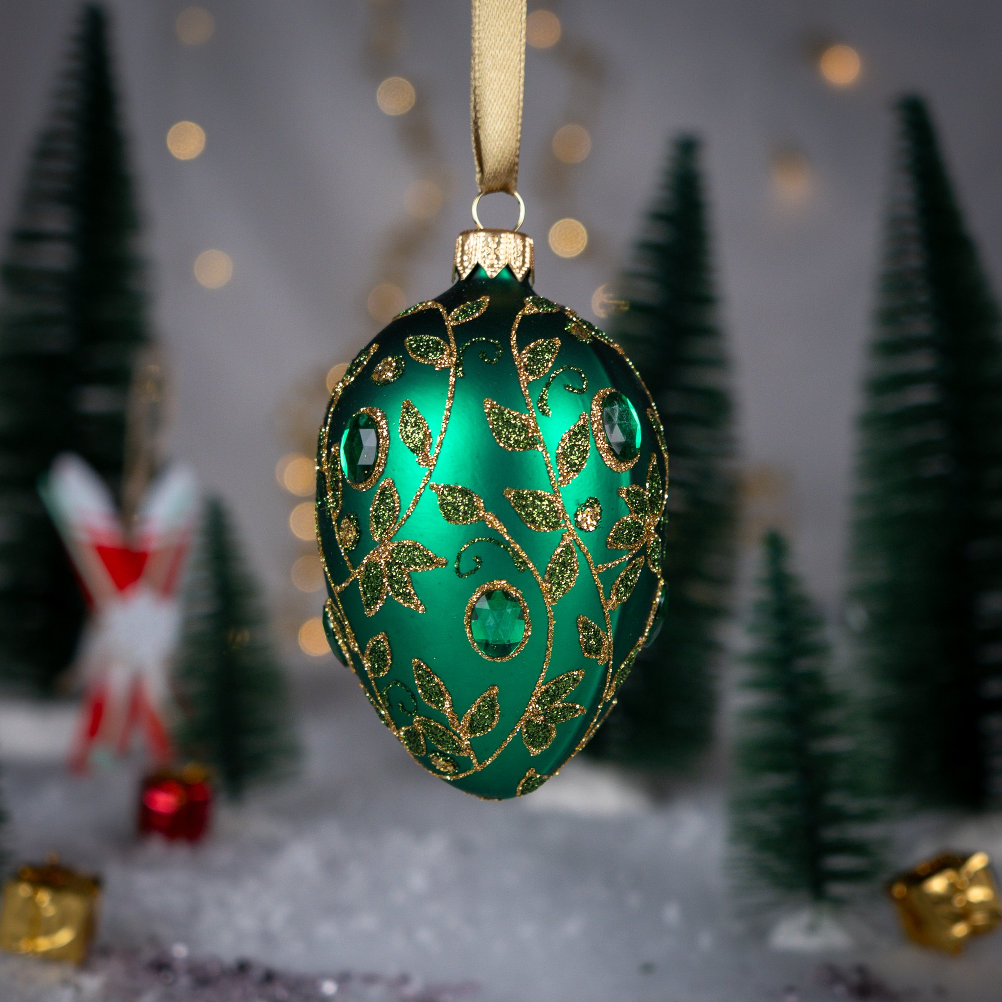 Jajka Carskie - Szmaragdowe Jajko ze Złotym Haftem Bombkarnia 1225 130