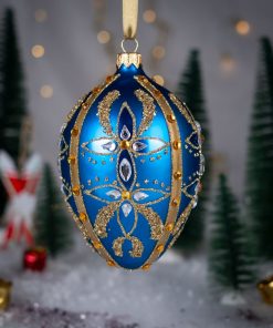 Jajka  Carskie - Szafirowe Jajko z Ornamentem  Bombkarnia 1225 133